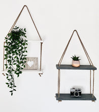 Load image into Gallery viewer, 2 Tier Hanging Rope Shelf