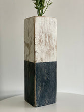 Load image into Gallery viewer, Hand-painted Black & White Wooden Vase