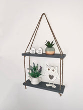 Load image into Gallery viewer, 2 Tier Hanging Rope Shelf