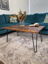 Load image into Gallery viewer, Rustic Coffee Table with Hairpin Legs
