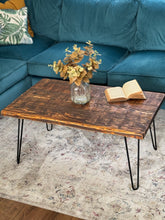 Load image into Gallery viewer, Rustic Coffee Table with Hairpin Legs
