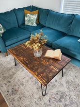 Load image into Gallery viewer, Rustic Coffee Table with Hairpin Legs
