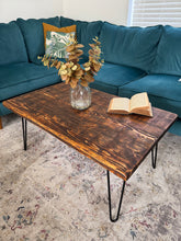 Load image into Gallery viewer, Rustic Coffee Table with Hairpin Legs
