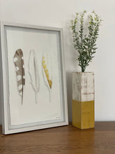 Load image into Gallery viewer, Hand-painted Yellow &amp; White Wooden Vase
