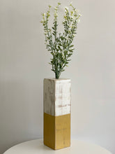 Load image into Gallery viewer, Hand-painted Yellow &amp; White Wooden Vase
